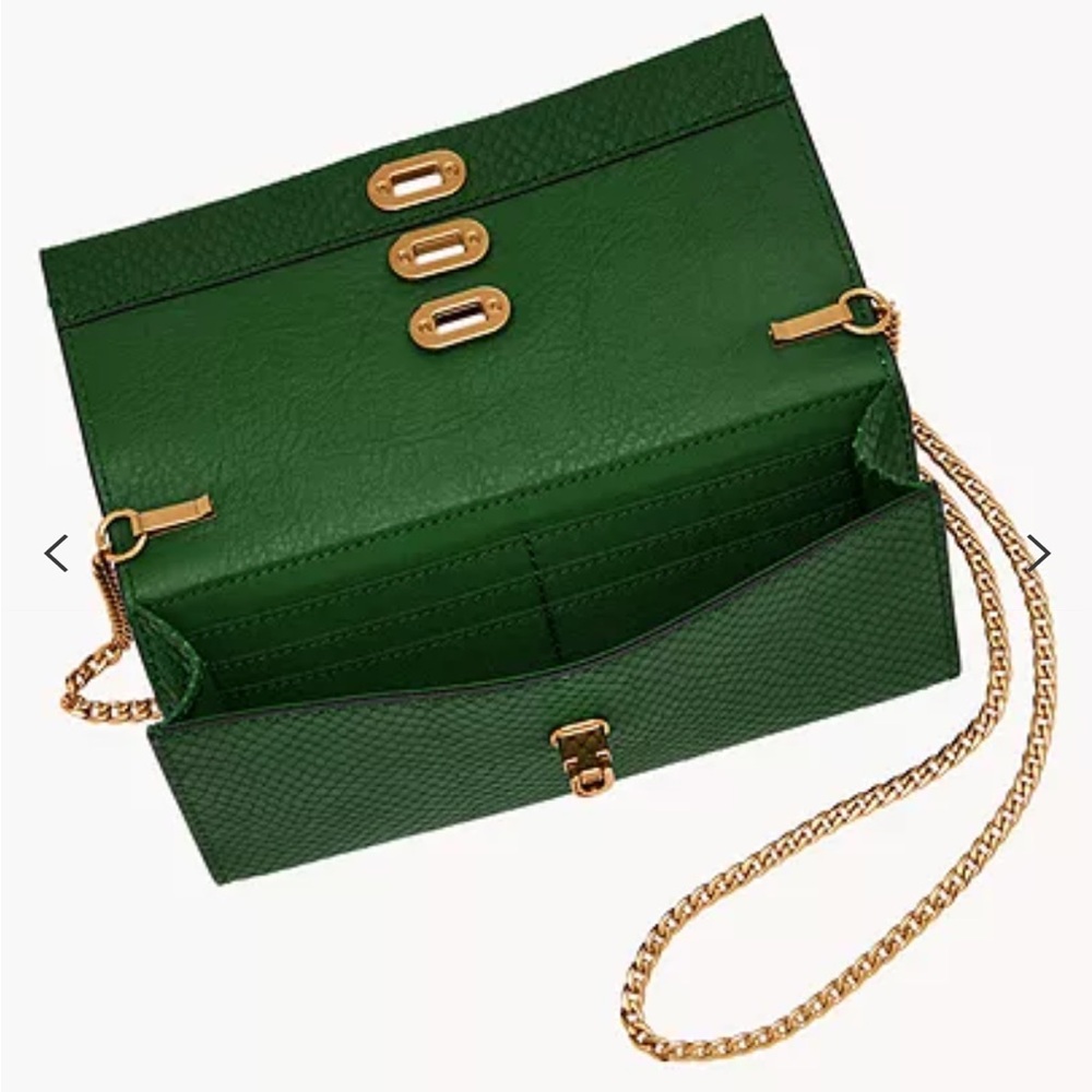 Fossil Penrose Green Python Crossbody Wallet - image 3